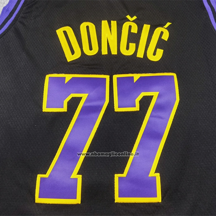 Maglia Los Angeles Lakers Luka Doncic No 77 Citta 2024-25 Nero